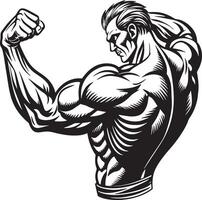 a drawing of a man with a muscular body and arms. vector