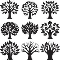 conjunto de árbol ilustración aislado en blanco antecedentes vector