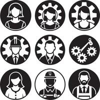 set of worker icon illustration isolated in white background vector