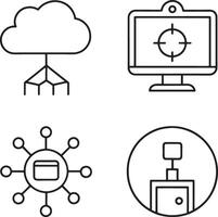 set of icon line art style illustration black and white vector