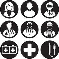 a black and white image of a medical logo with a medical stethoscope. vector