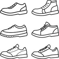 set of shoes line art illustration on white background vector