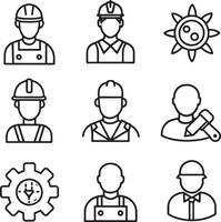 set of worker icon illustration isolated in white background vector