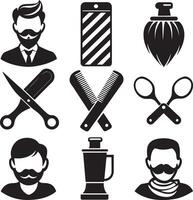 Barbero tienda icono conjunto ilustración aislado en blanco antecedentes vector