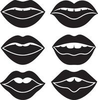 a set of lips with different shapes and lines. vector