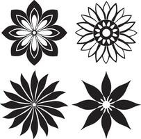 conjunto de floral elementos para diseño. ilustración. negro y blanco. vector