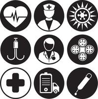 a black and white image of a medical logo with a medical stethoscope. vector