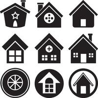 set of home icon illustration isolated white bacckground vector