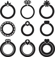 set of rings with dimond illustration isolated in white background vector