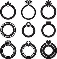 set of rings with dimond illustration isolated in white background vector