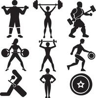 set of fitness wellness icon illustration on white background vector