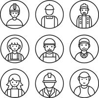 set of worker icon illustration isolated in white background vector