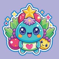 cute trending and aesthetic sticker illustration vector