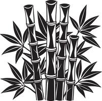 bambú silueta ilustración negro y blanco vector
