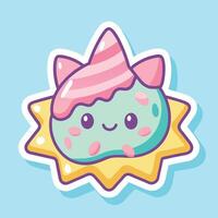 illustration of a cute trending and aesthetic sticker pastel color vector