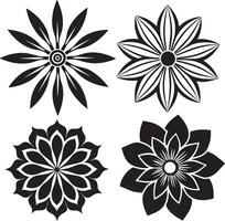 conjunto de floral elementos para diseño. ilustración. negro y blanco. vector