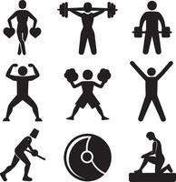 set of fitness wellness icon illustration on white background vector