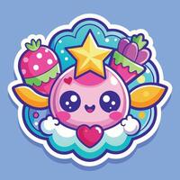 illustration of a cute trending and aesthetic sticker retro color vector