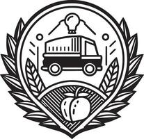 Food Delivery Logo Design black and white illustration vector