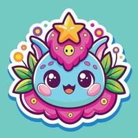 illustration of a cute trending and aesthetic sticker vector