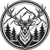 hunting logo illustration black and white vector