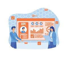 KPI concept. Key performance indicators. Employee evaluation, testing form and report, worker performance review. Staff management, empolyee development. flat modern illustration vector