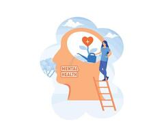 Mental health concept. Brain and heart. World mental health day. flat modern illustration vector