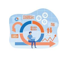 Agile development decisions methodology business concept. Agile life rule cycle for software development diagram. Effective teamwork for project sprint. flat modern illustration vector