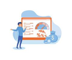 Cost optimization online service or platform. Idea of financial and marketing strategy. Cost reduction and income balance. Online cost optimization. flat modern illustration vector