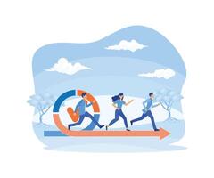 Agile development process with running IT developers team. Software development team and agile lifecycle process sprint. flat modern illustration vector