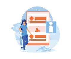 Content filling online service or platform. Making responsive. flat modern illustration vector