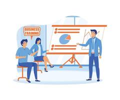 Staff training web banner or landing page. Business personnel management and empolyee instruction. Human resources tuition, business school. flat modern illustration vector