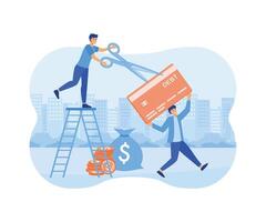 Credit Card Debt. Concept Showing a person trap in a credit card debt, Suitable for landing page. flat modern illustration vector