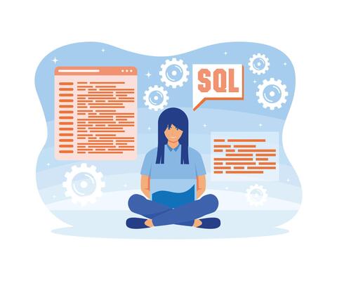 Software engineer concept. Web design and development, programmer and coding website or app. flat modern illustration