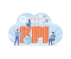 KPI or key performance indicator concept. Idea of data review and evaluation. flat modern illustration vector