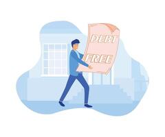 Businessman with debt free letter. Debt free concept. flat modern illustration vector