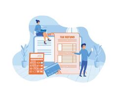 Online Refund Tax payment. Filling tax form. TAX refund concept. flat modern illustration vector