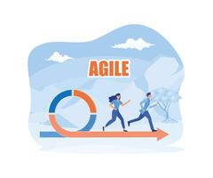 Agile development methodology. People running to success. Flexible developing process logo. flat modern illustration vector