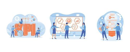 kpi o llave actuación indicador concepto. llave actuación indicador concepto. kpi llave actuación indicadores acrónimo. conjunto plano moderno ilustración vector