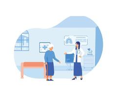 Elderly woman a Medical Consultation with a Geriatrician Doctor Prioritizing Senior Health and Well being. flat modern illustration vector