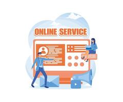 Interaction with a customer online service or platform. Marketing technique for client retention. Idea of communication with customers. flat modern illustration vector