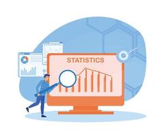 Concept of worker checking data analyst. flat modern illustration vector