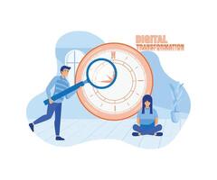 datos análisis y digitalización concepto, digital transformación o ruptura, financiero Estadísticas, grande datos o actuación medición. plano moderno ilustración vector