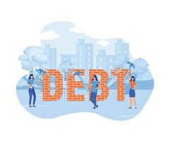 Destruction of debt. Concept business , Debt settlement, Achievement, Successful. flat modern illustration vector