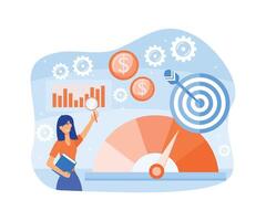 Key performance indicator or KPI for business success evaluation concept. Professional company analysis and review for satisfaction report. Profit and revenue level. flat modern illustration vector