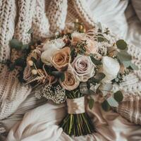 el de la novia ramo de flores en boho estilo foto