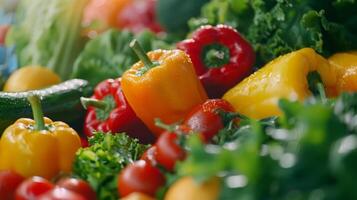 Top view variety of colorful fresh vegetables on the isolated background photo