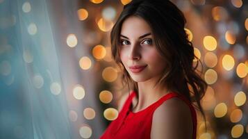 A beautiful woman dressed elegantly at a party photo