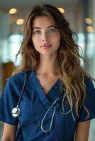 Portrait of a female doctor dressed in a special costume photo