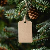 Christmas mockup with white paper, top view background photo